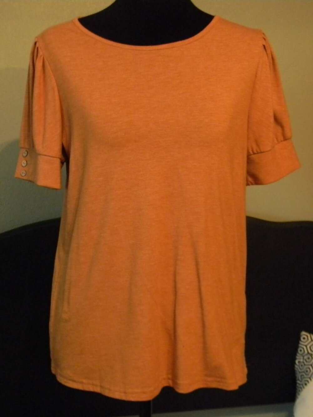 Women's Brown pullover top with button detail